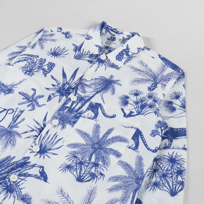 Universal Works Fatigue Shirt White Jungle Toile Poplin-2