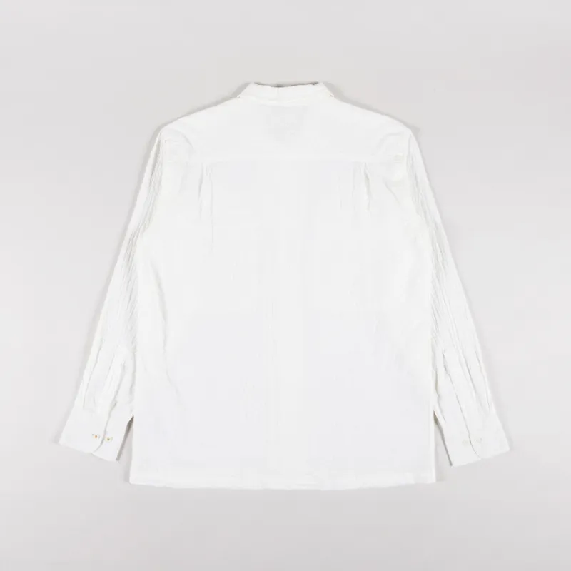 Universal Works Attendant Shirt Ecru Arten Seersucker-1