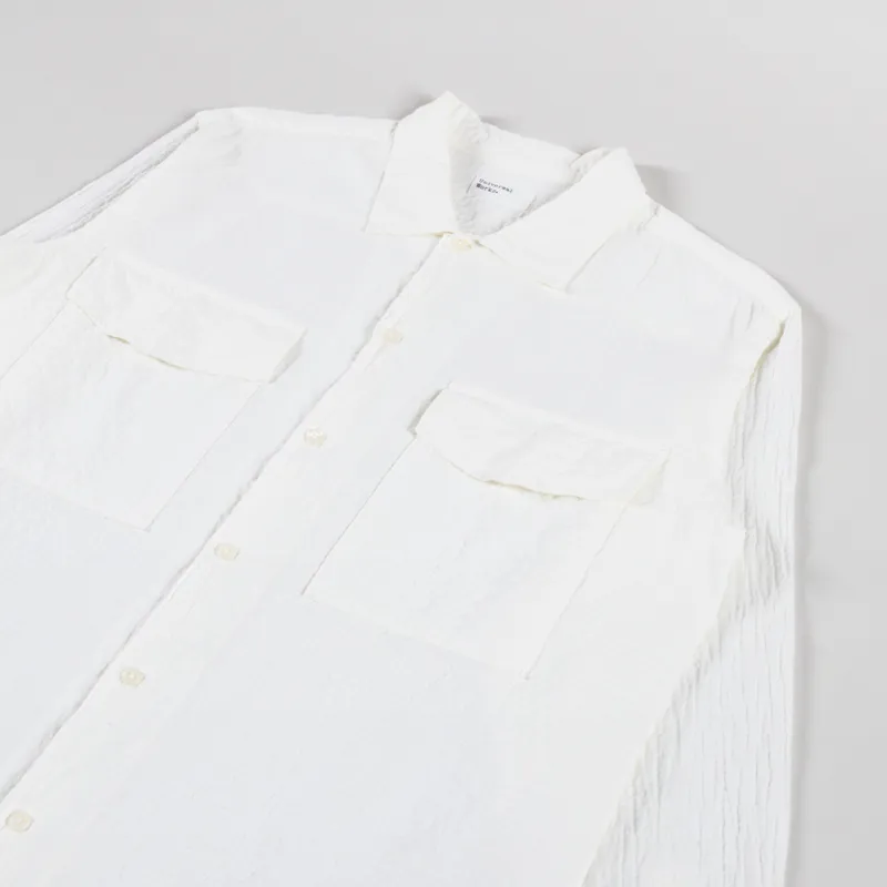 Universal Works Attendant Shirt Ecru Arten Seersucker-2