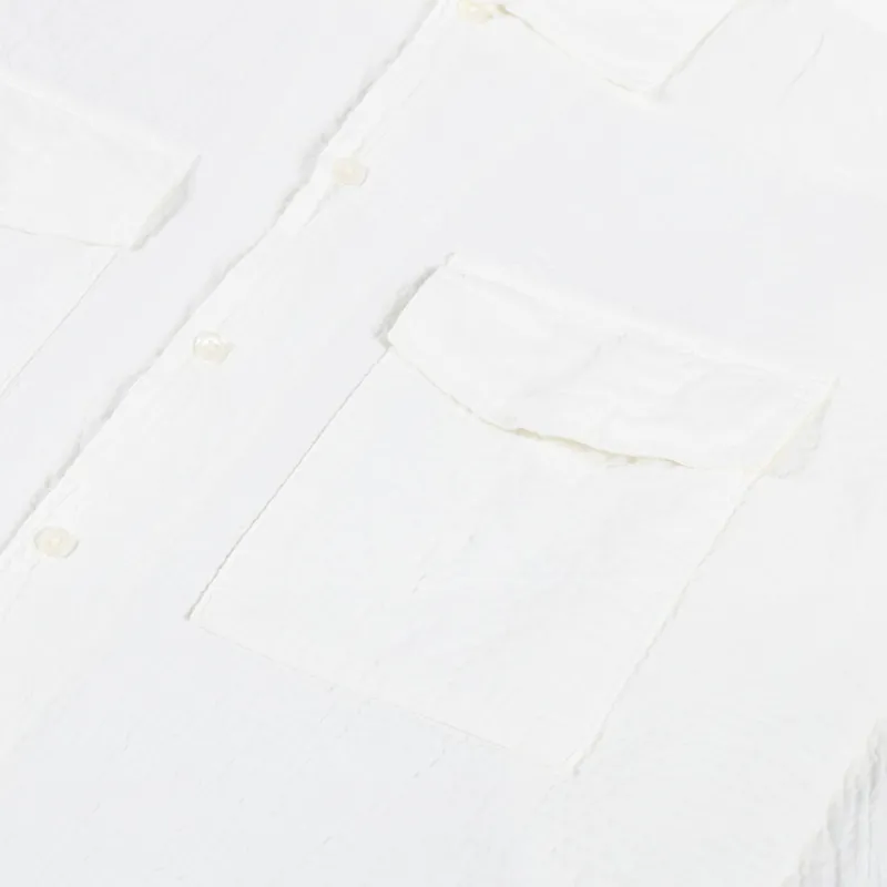 Universal Works Attendant Shirt Ecru Arten Seersucker-5