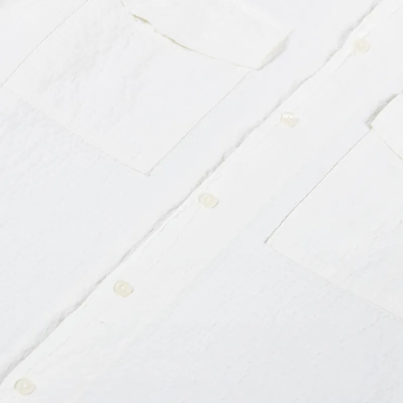 Universal Works Attendant Shirt Ecru Arten Seersucker-6