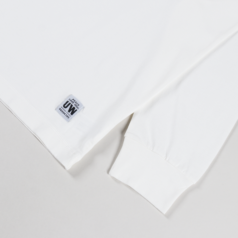 Universal Works Long Sleeve Henry T Shirt Antique White Recycled Bio Jersey-6