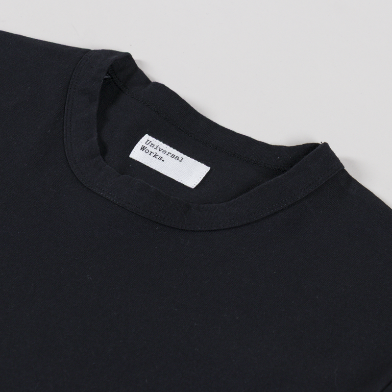 Universal Works Long Sleeve Henry T Shirt Black Recycled Bio Jersey-4
