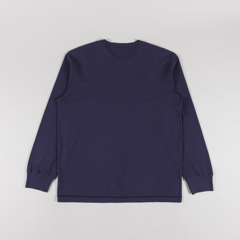 Universal Works Long Sleeve Henry T Shirt Navy Recycled Bio Jersey-1