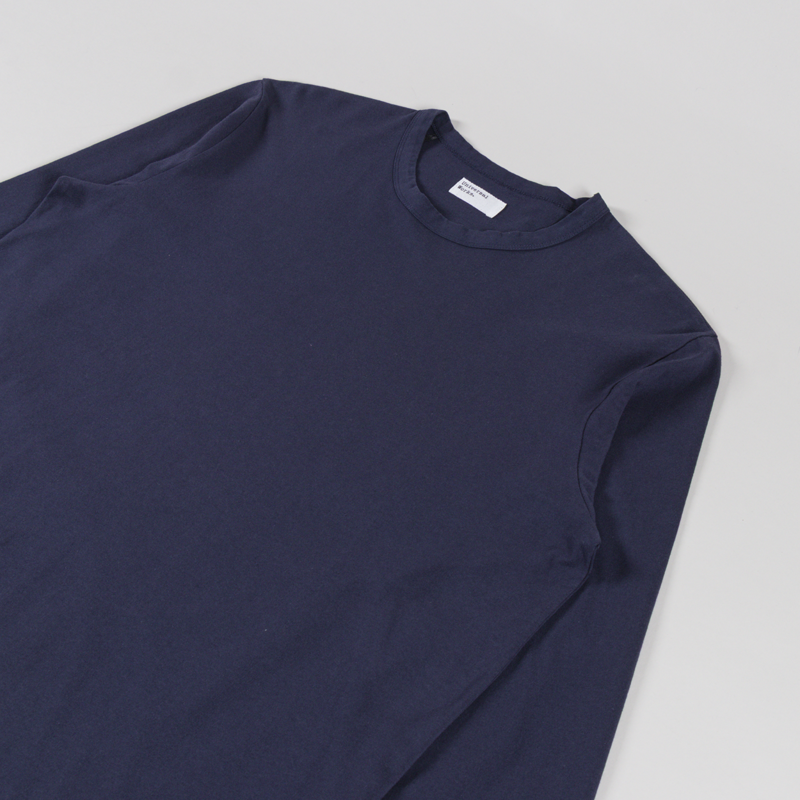 Universal Works Long Sleeve Henry T Shirt Navy Recycled Bio Jersey-2