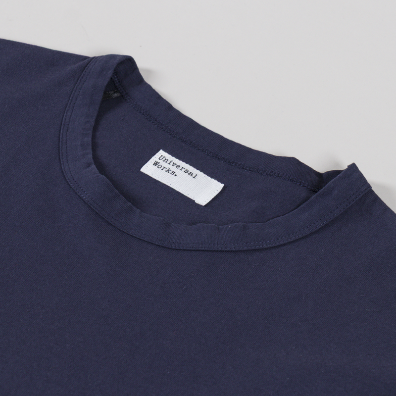 Universal Works Long Sleeve Henry T Shirt Navy Recycled Bio Jersey-4