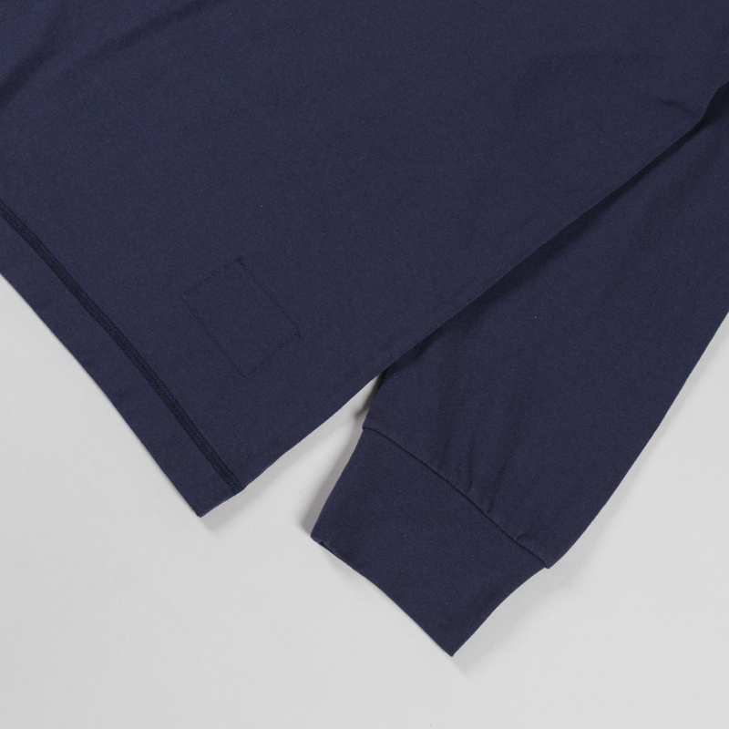 Universal Works Long Sleeve Henry T Shirt Navy Recycled Bio Jersey-6