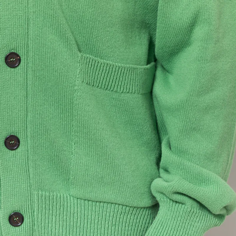 Universal Works Pocket David Cardigan Green Eco Cotton Knit-7