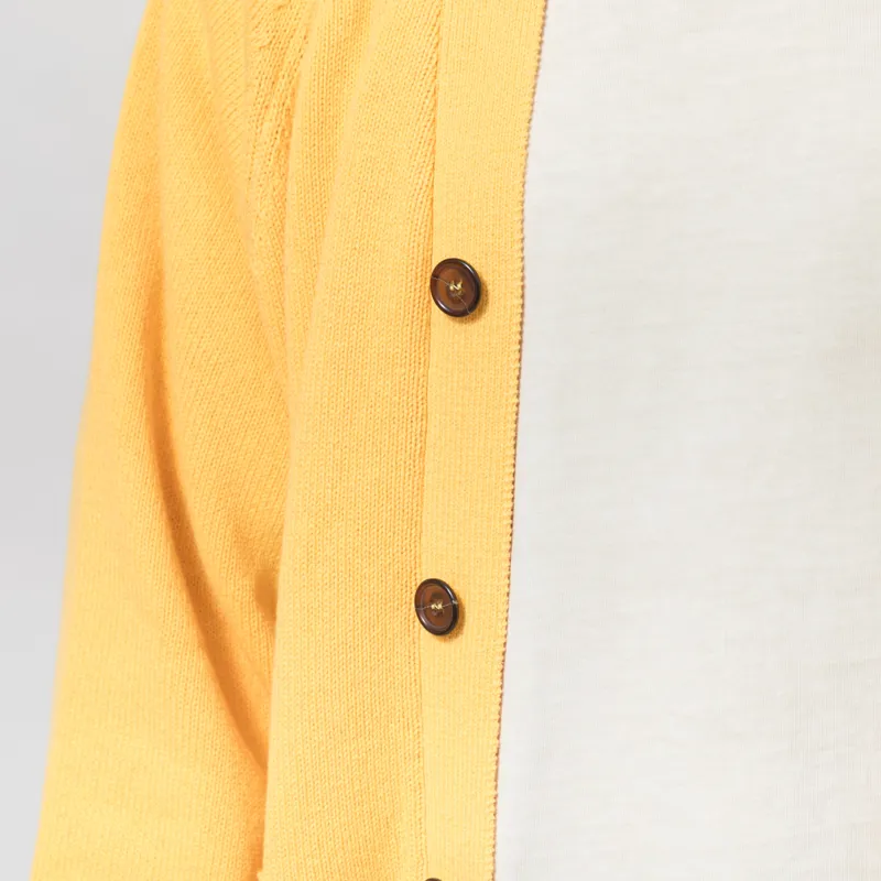 Universal Works Pocket David Cardigan Yellow Eco Cotton Knit-7