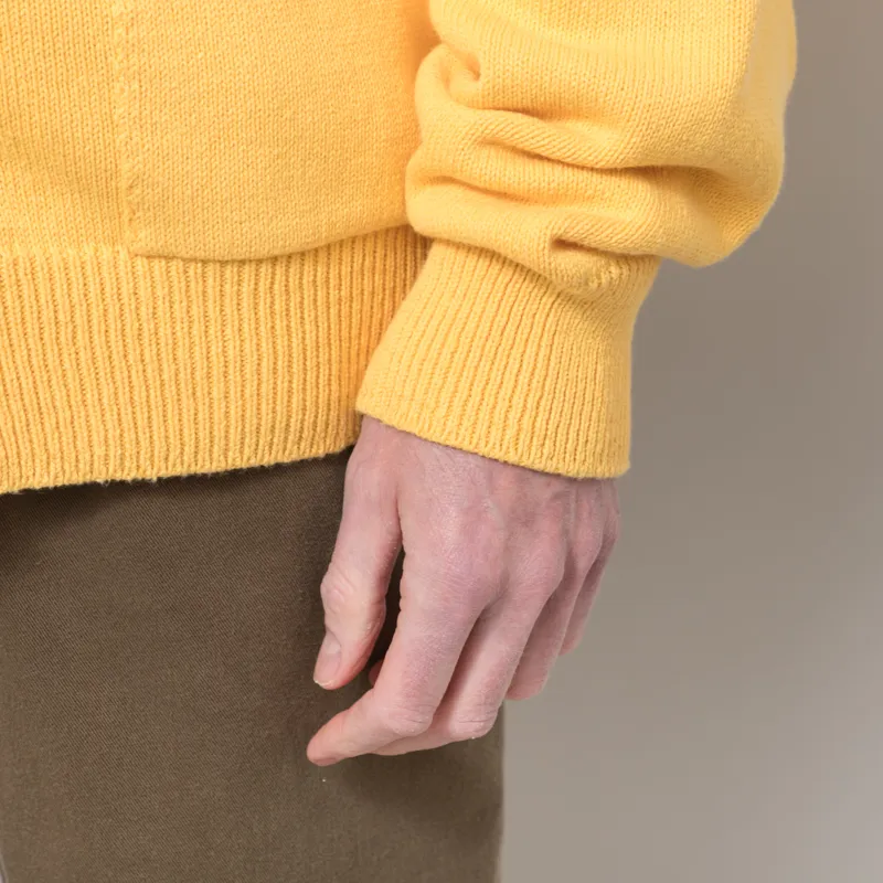 Universal Works Pocket David Cardigan Yellow Eco Cotton Knit-9