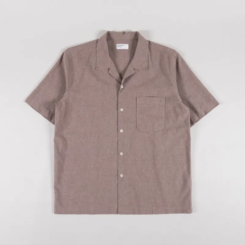 Universal Works Road Shirt Brown Sido Linen Mix