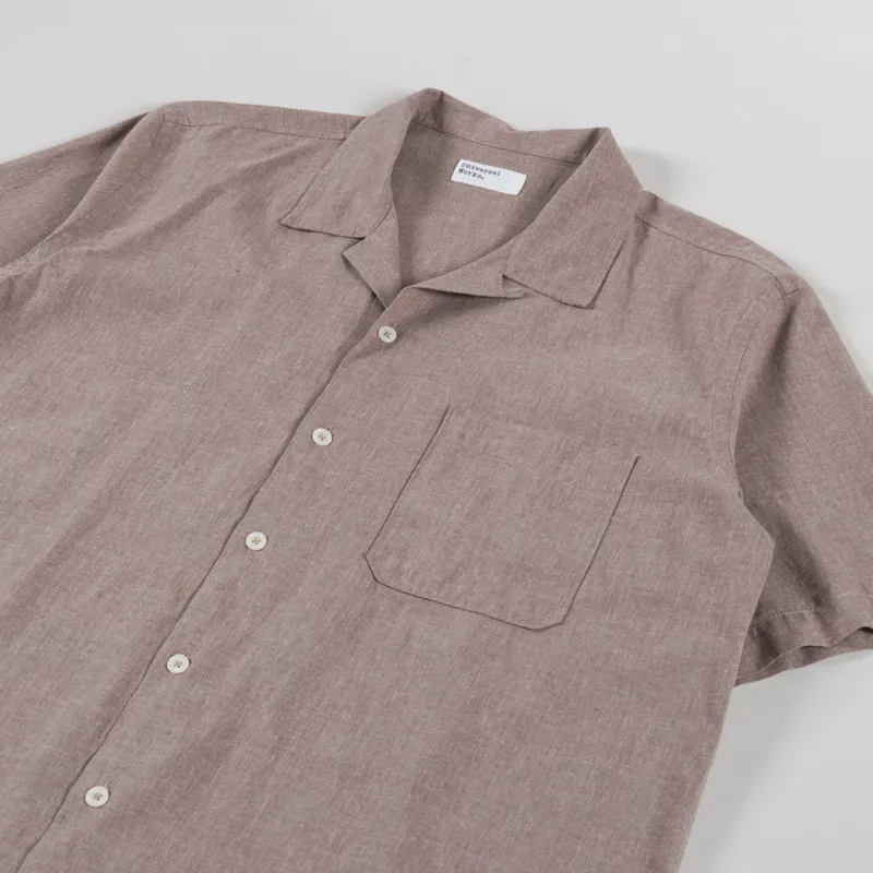 Universal Works Road Shirt Brown Sido Linen Mix-1