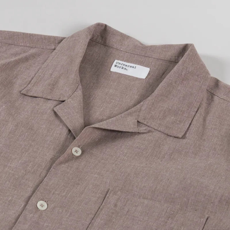 Universal Works Road Shirt Brown Sido Linen Mix-2