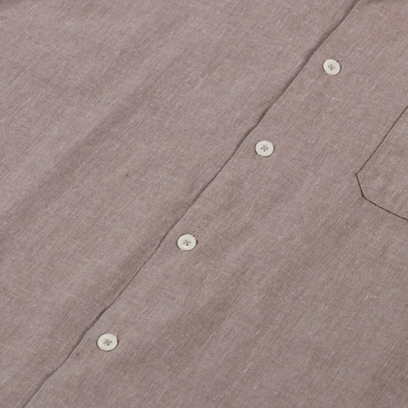 Universal Works Road Shirt Brown Sido Linen Mix-4