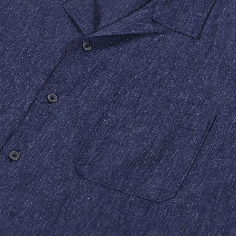 Universal Works Road Shirt Navy Sido Linen Mix-3