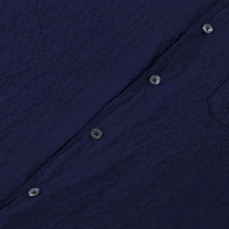 Universal Works Road Shirt Navy Arten Seersucker-3