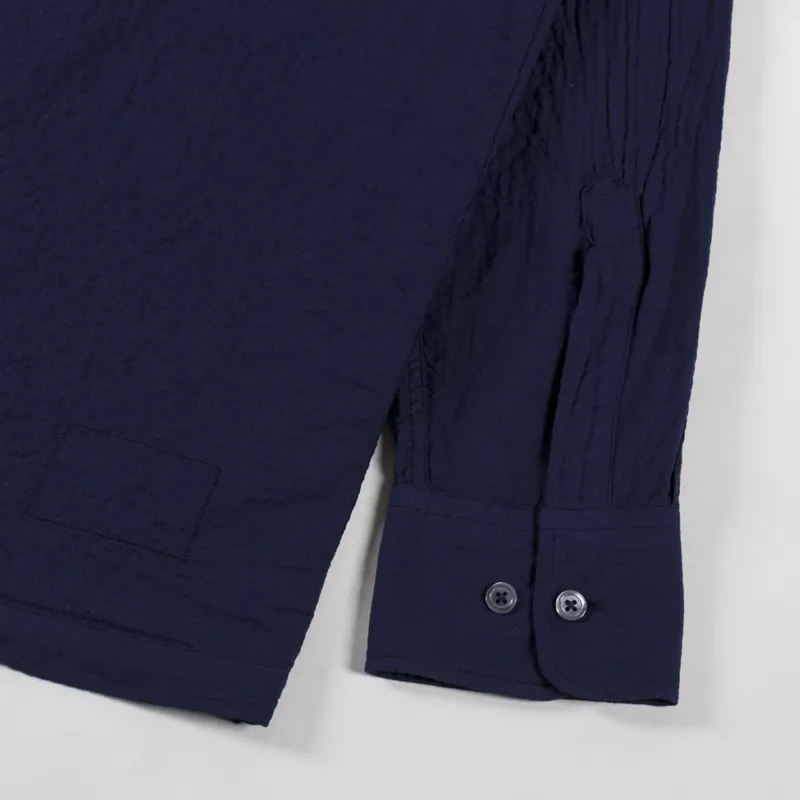 Universal Works Attendant Shirt Navy Arten Seersucker-7