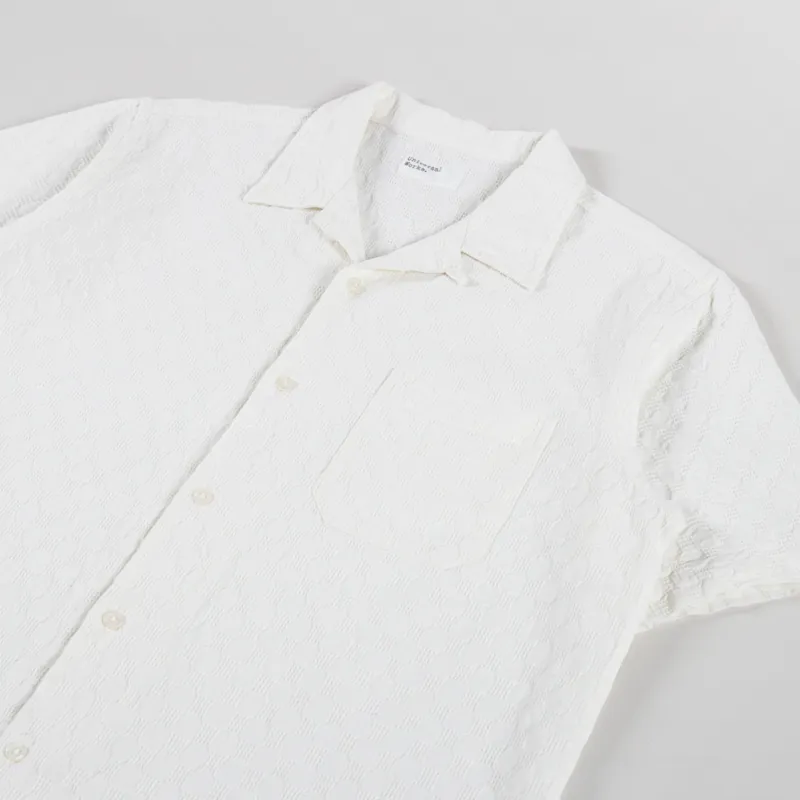 Universal Works Road Shirt Ecru Dot Waffle-1