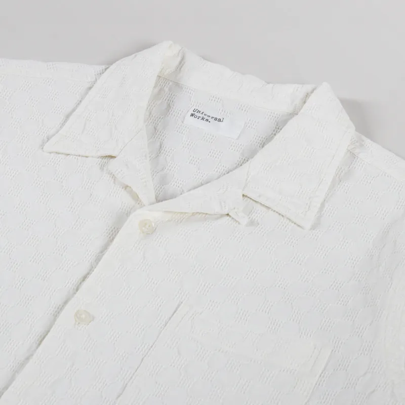 Universal Works Road Shirt Ecru Dot Waffle-2