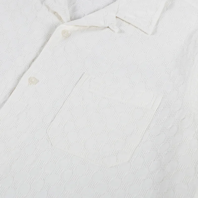 Universal Works Road Shirt Ecru Dot Waffle-3