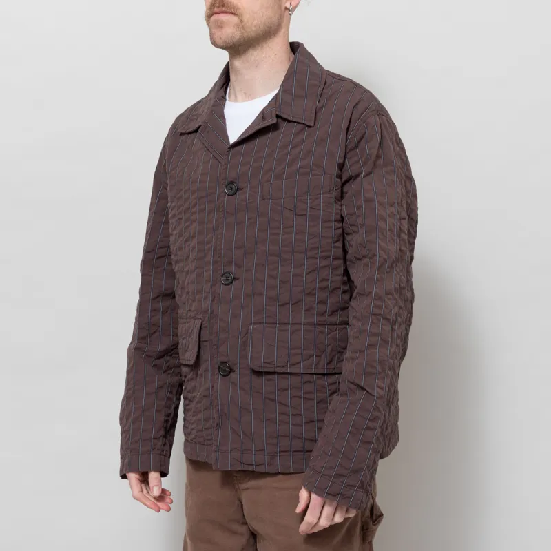 Universal Works Franck Jacket Brown Chester Stripe-1