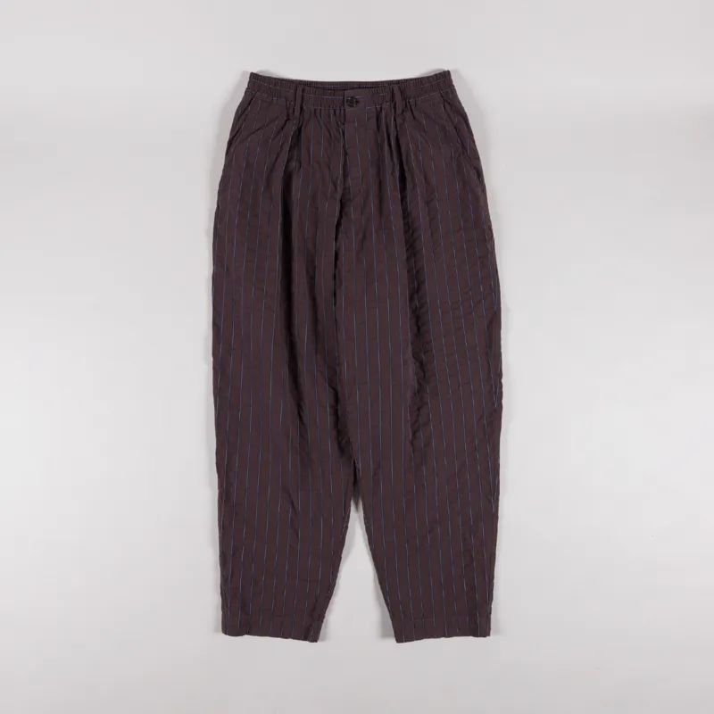 Universal Works Pleated Track Pant Brown Chester Stripe