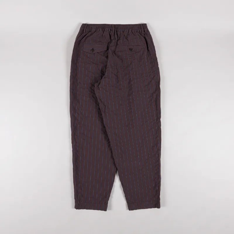 Universal Works Pleated Track Pant Brown Chester Stripe-1