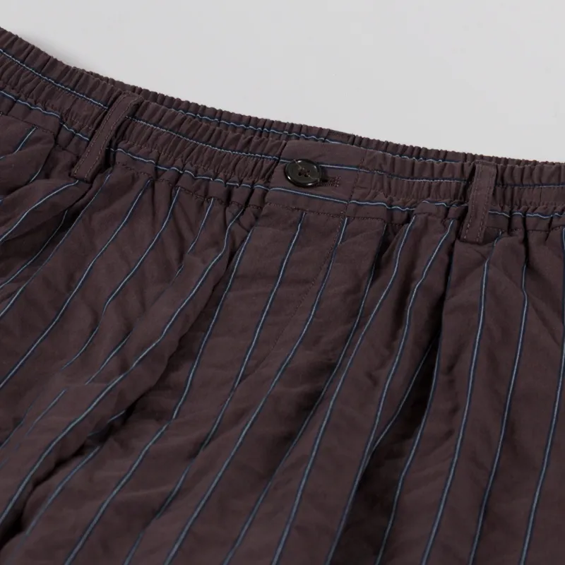 Universal Works Pleated Track Pant Brown Chester Stripe-6