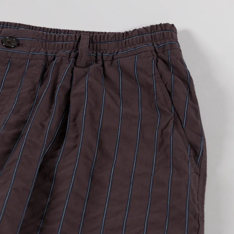 Universal Works Pleated Track Pant Brown Chester Stripe-9
