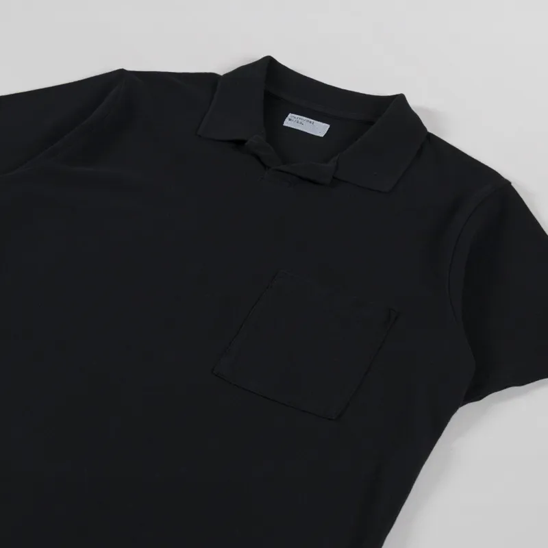 Universal Works Vacation Polo Black Piquet-1