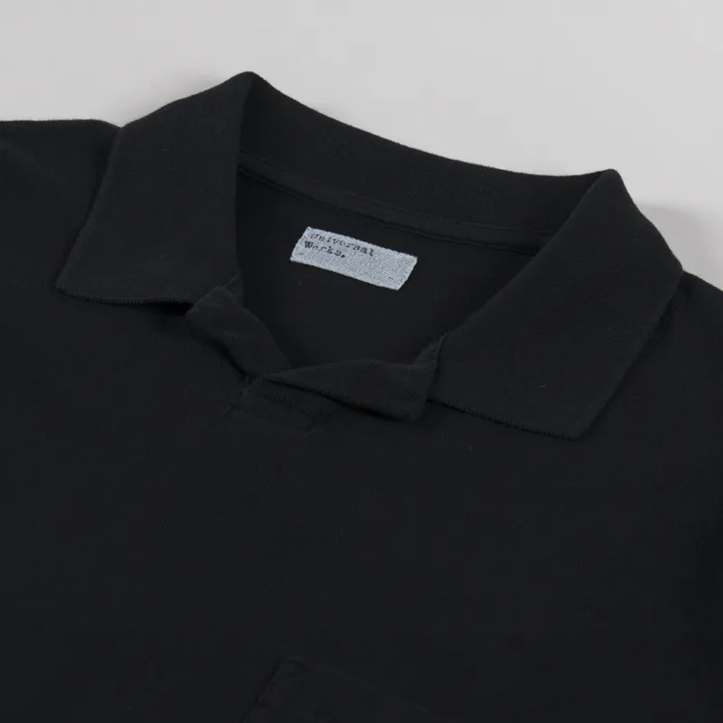 Universal Works Vacation Polo Black Piquet-2