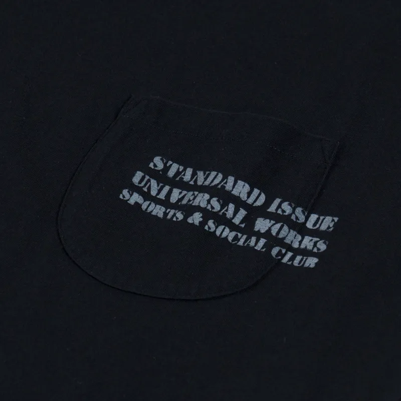 Universal Works Print Pocket T Shirt Black Organic Jersey-2