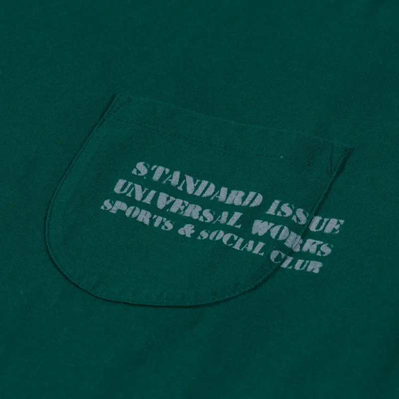 Universal Works Print Pocket T Shirt Green Organic Jersey-2
