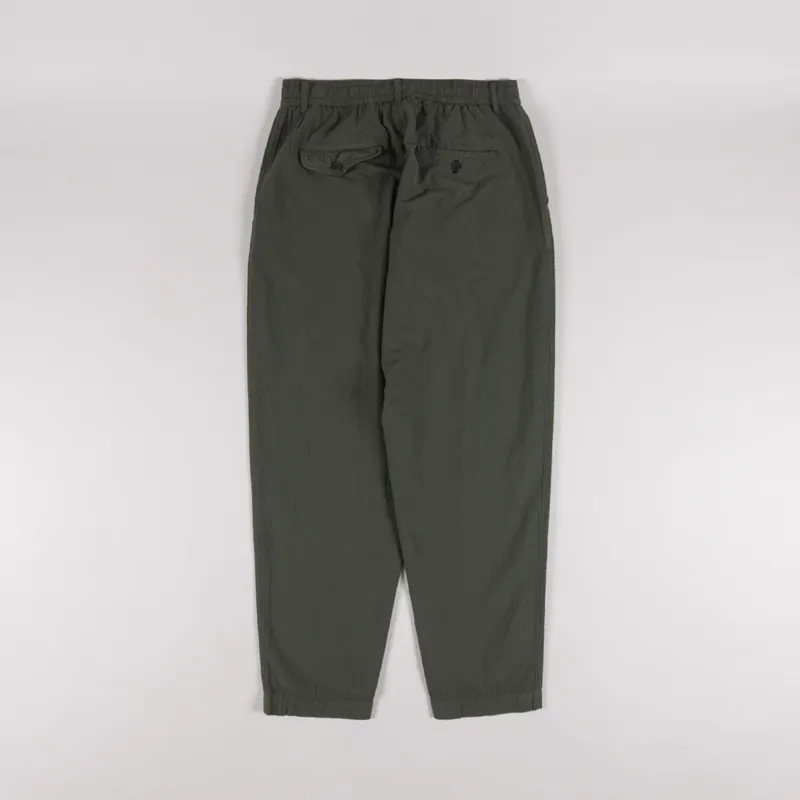 Universal Works Pleated Track Pants Olive Merida Seersucker-1