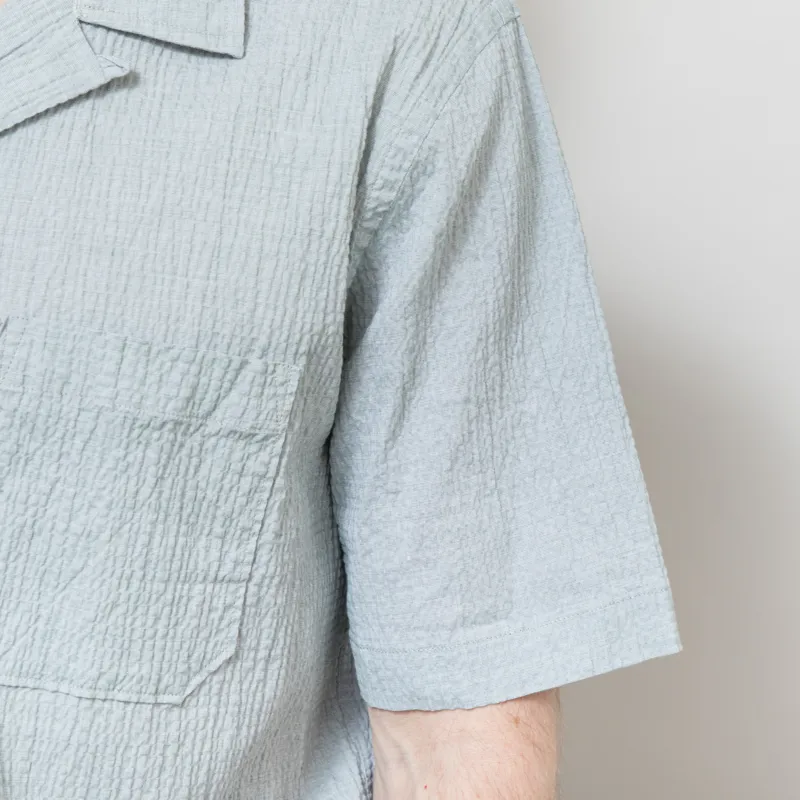 Universal Works Road Shirt Green Seersucker-6