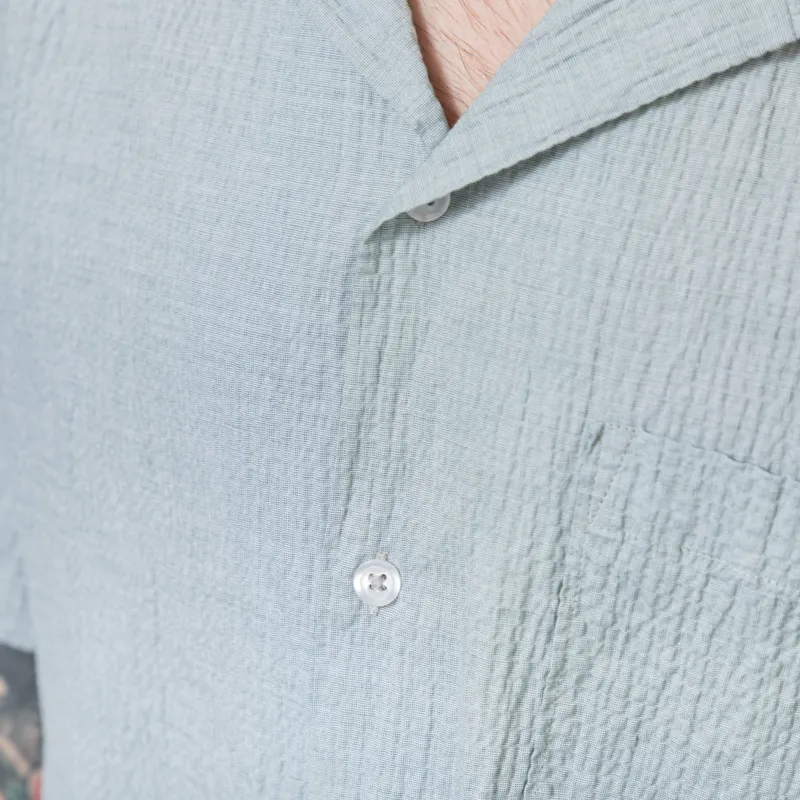 Universal Works Road Shirt Green Seersucker-5