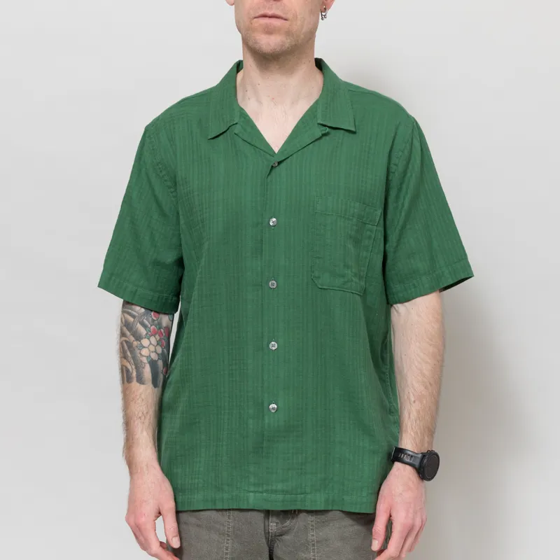 Universal Works Road Shirt Green Letts Cotton