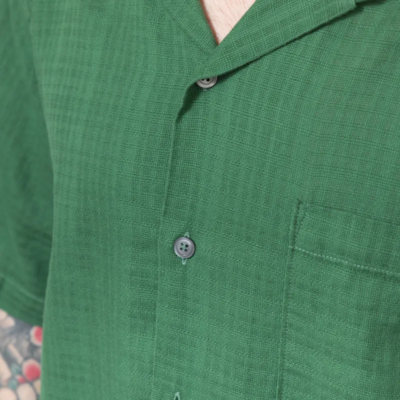 Universal Works Road Shirt Green Letts Cotton-5