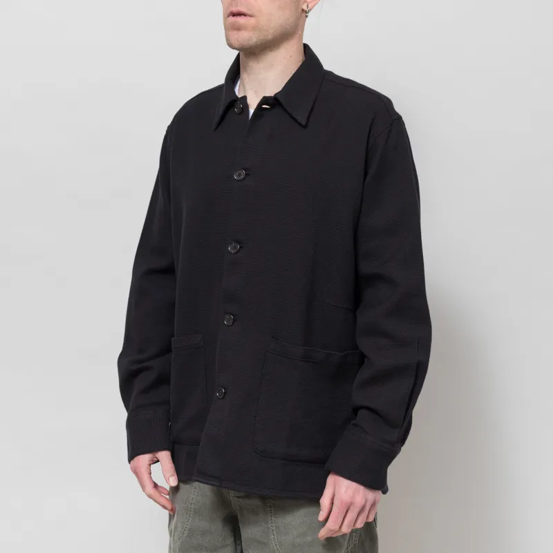 Universal Works Travail Overshirt Black Kendal Cotton-1