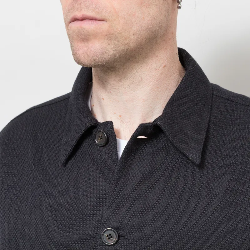 Universal Works Travail Overshirt Black Kendal Cotton-5