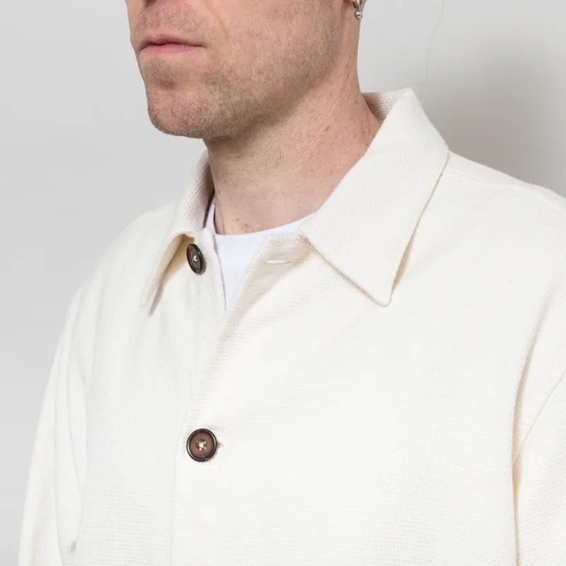 Universal Works Travail Overshirt Ecru Kendal Cotton-3