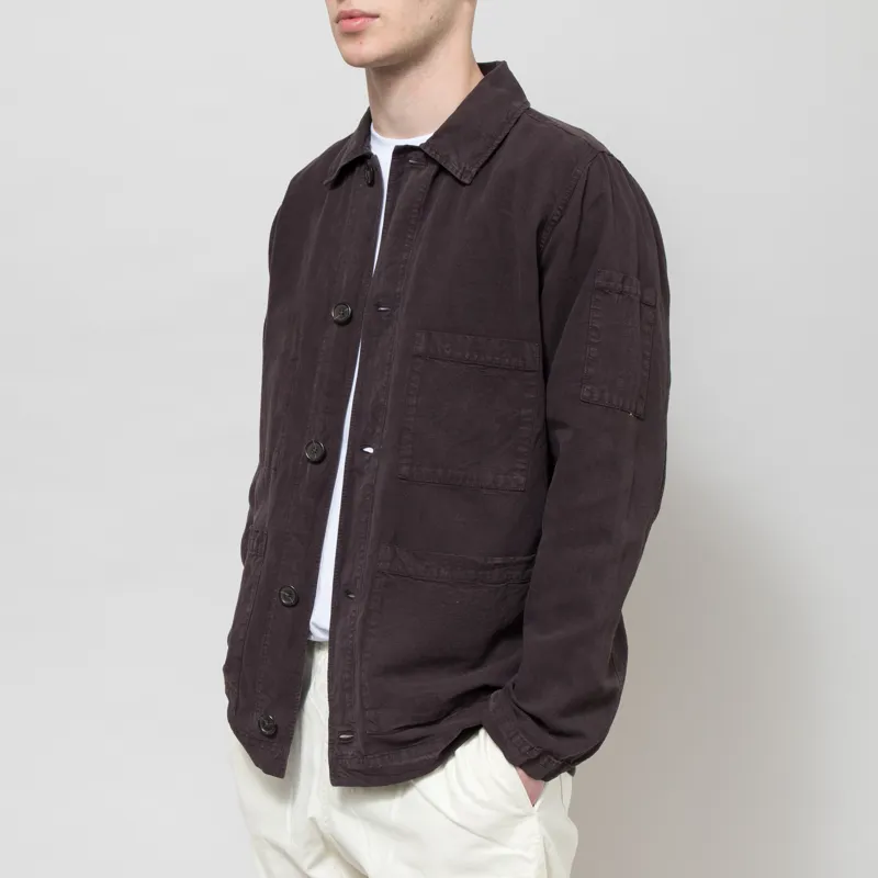 Universal Works Coverall Jacket Licorice Lyo Linen Mix-1