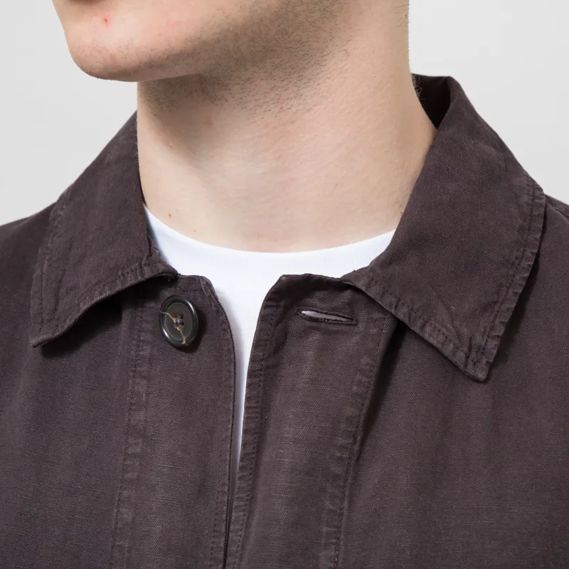 Universal Works Coverall Jacket Licorice Lyo Linen Mix-5