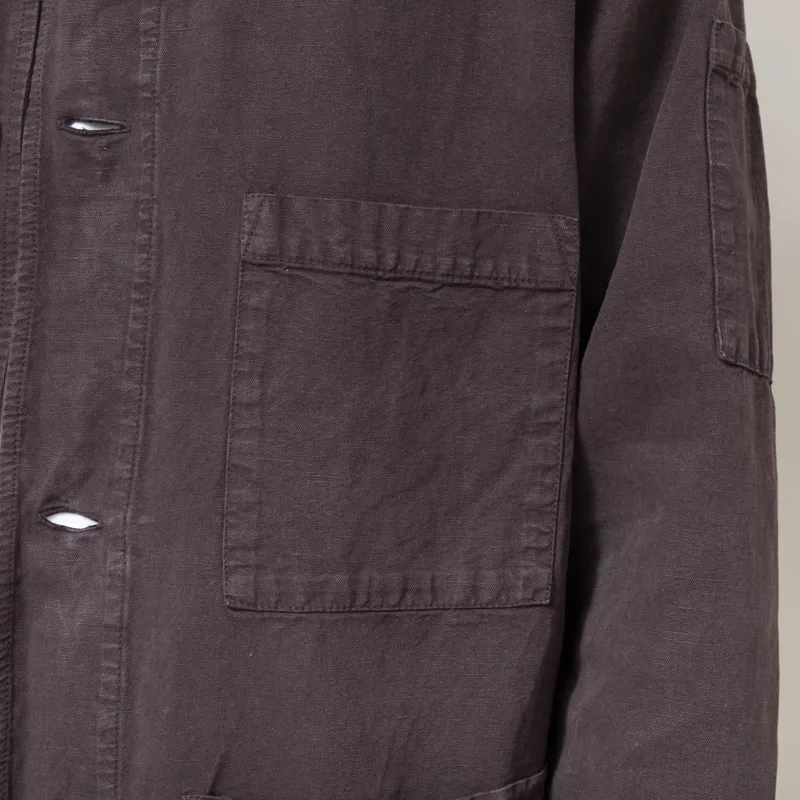 Universal Works Coverall Jacket Licorice Lyo Linen Mix-6