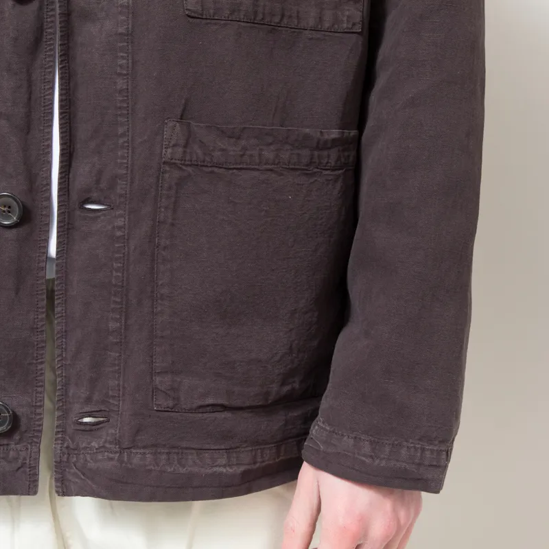 Universal Works Coverall Jacket Licorice Lyo Linen Mix-8