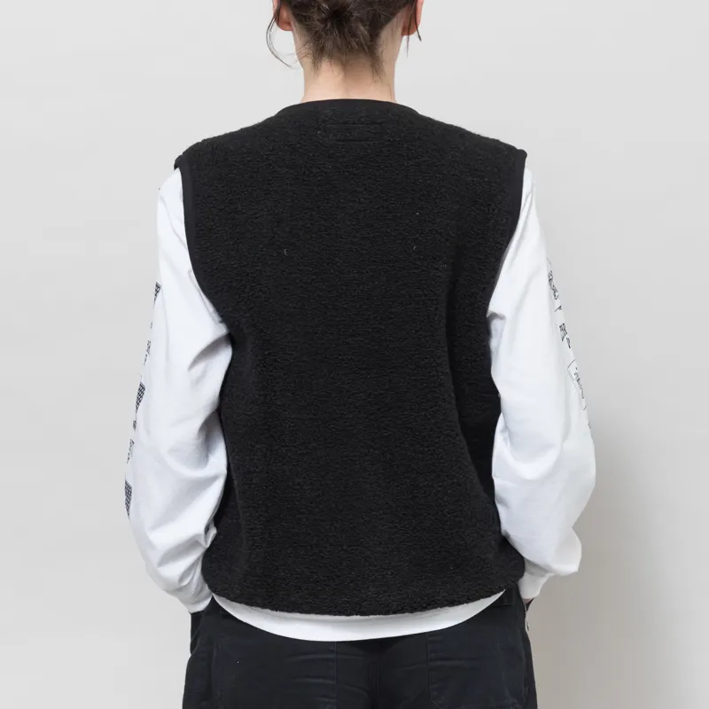 Universal Works Womens Lancaster Gilet Black Alvar Fleece-2