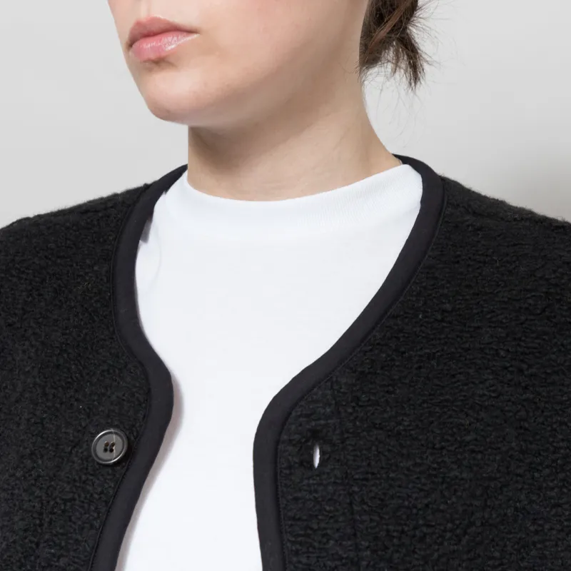 Universal Works Womens Lancaster Gilet Black Alvar Fleece-3