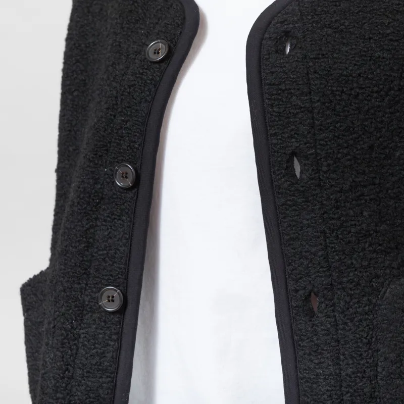 Universal Works Womens Lancaster Gilet Black Alvar Fleece-4