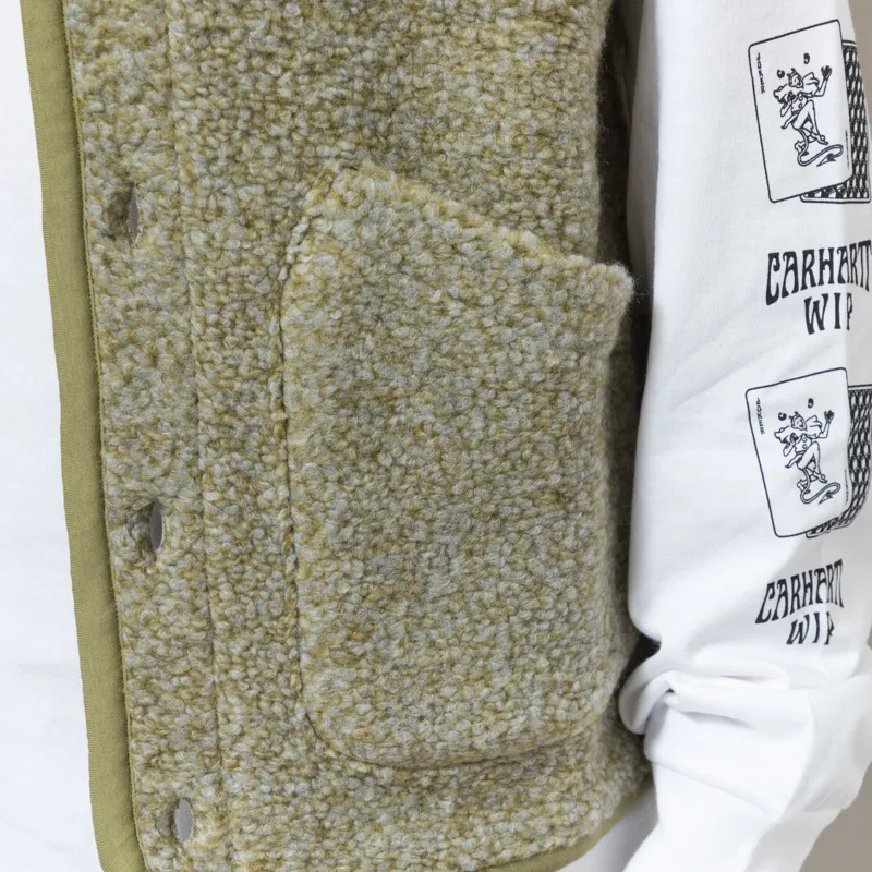 Universal Works Womens Lancaster Gilet Light Olive Alvar Fleece-7