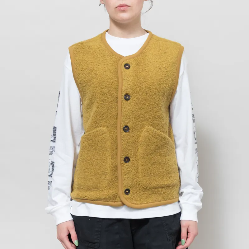 Universal Works Womens Lancaster Gilet Yellow Alvar Fleece
